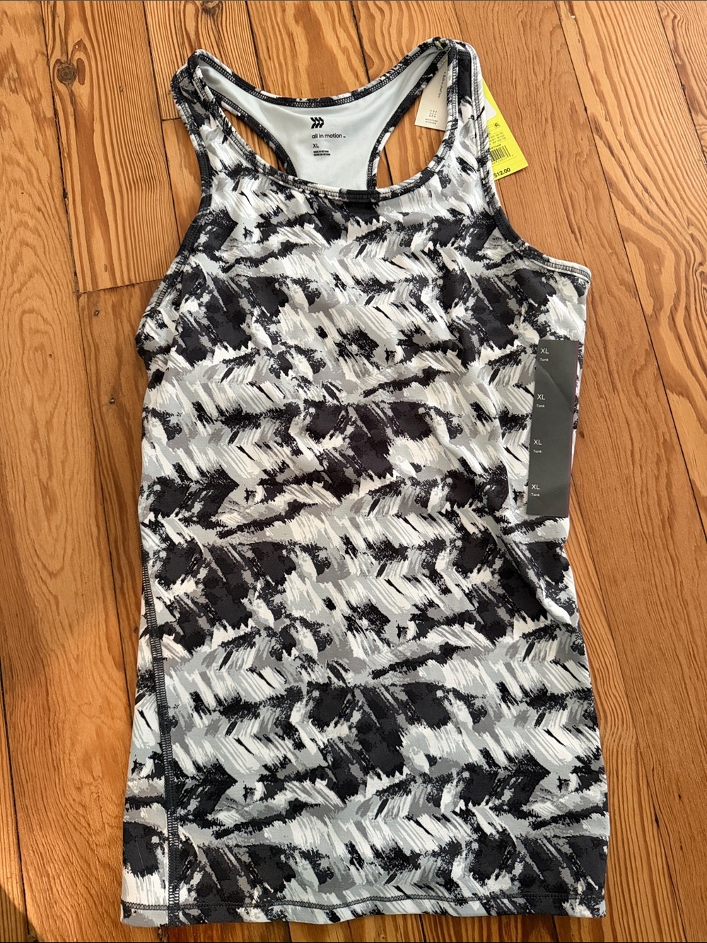all in motion Black & White Abstract Racerback Tank